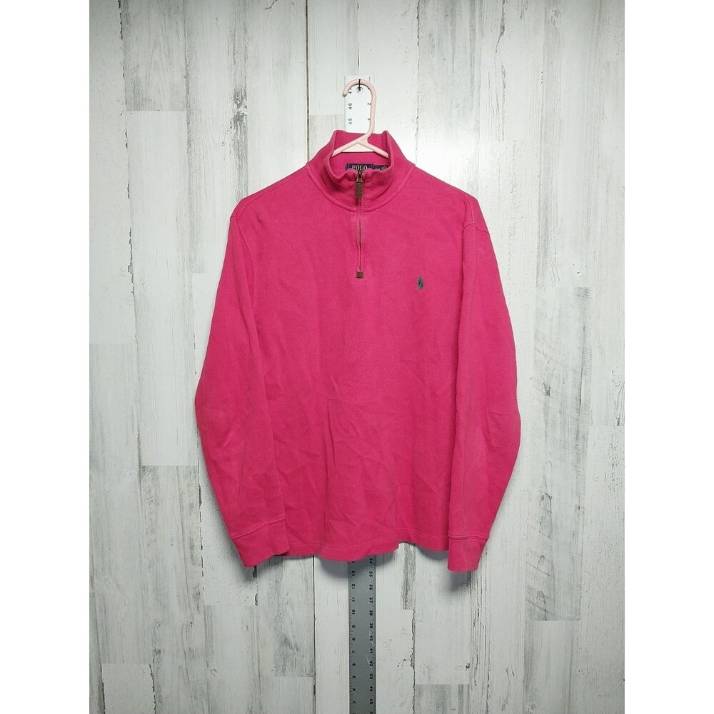 Polo Ralph Lauren Sweater Mens Size Small Estate Rib Red 1/4 Zip Casual